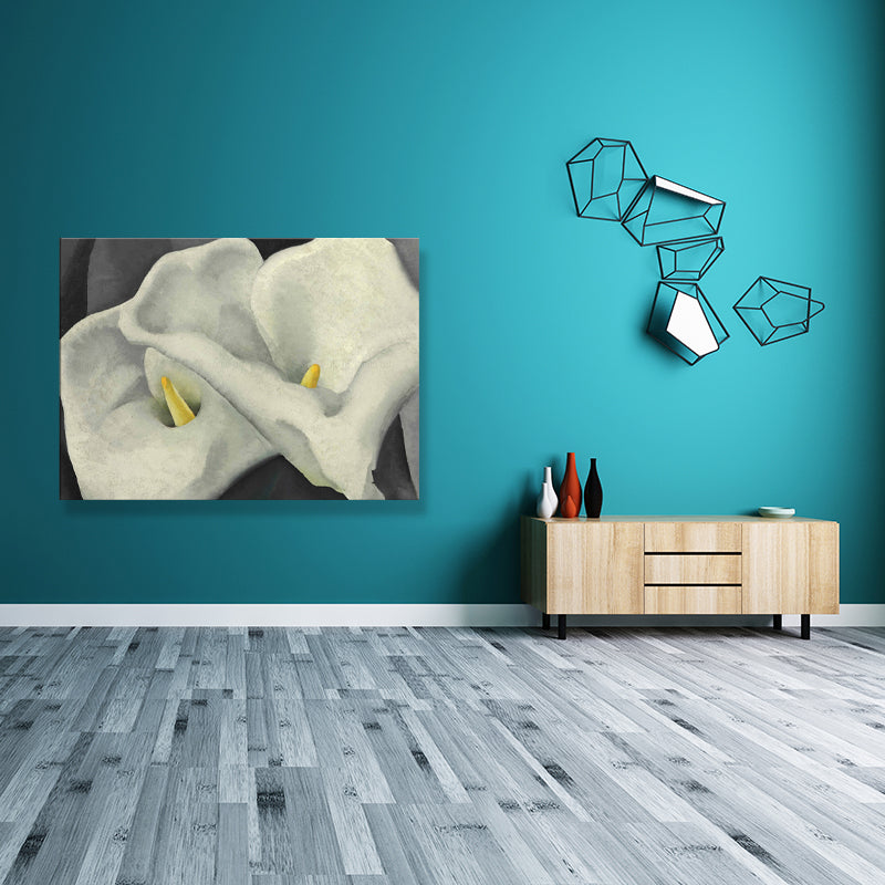 Dual Calla Lily Canvas Print Textured Traditional Living Room Wall Art Decor���������Multiple Sizes��������� White Clearhalo 'Art Gallery' 'Canvas Art' 'Traditional' Arts' 1707014