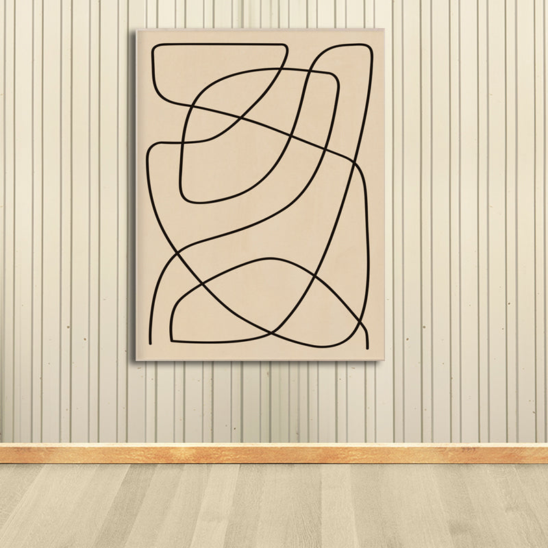 Minimal Free Line Canvas Art in Black on Beige Sitting Room Wall Decor, Textured Beige Clearhalo 'Art Gallery' 'Canvas Art' 'Contemporary Art Gallery' 'Contemporary Art' 'Minimalism' 'Minimalist Art Gallery' 'Scandinavian' Arts' 1707020