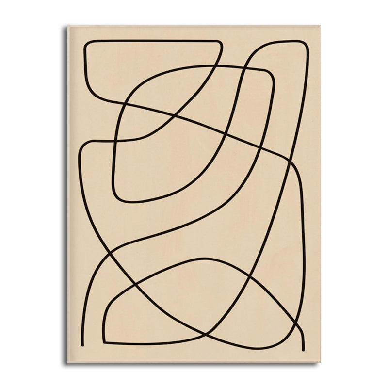 Minimal Free Line Canvas Art in Black on Beige Sitting Room Wall Decor, Textured Clearhalo 'Art Gallery' 'Canvas Art' 'Contemporary Art Gallery' 'Contemporary Art' 'Minimalism' 'Minimalist Art Gallery' 'Scandinavian' Arts' 1707023