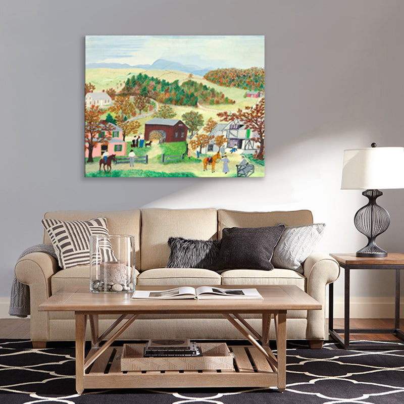 Canvas Textured Art Print Vintage Field Scenery Wall Decor in Yellow for Bedroom Yellow Clearhalo 'Art Gallery' 'Canvas Art' 'Country Art Gallery' 'French Country' 'Rustic' Arts' 1707253