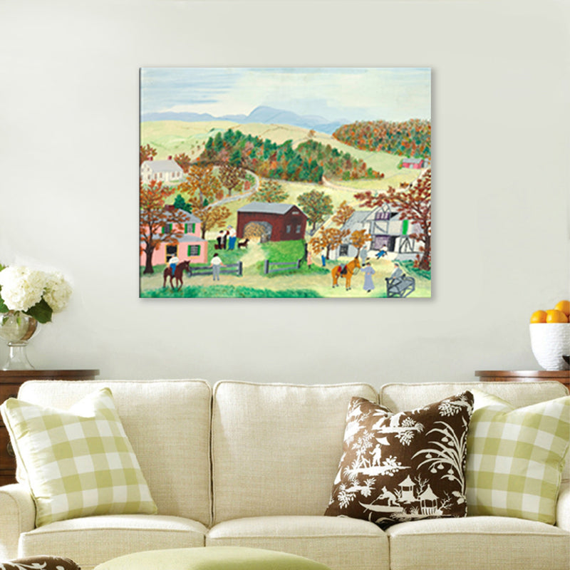 Canvas Textured Art Print Vintage Field Scenery Wall Decor in Yellow for Bedroom Clearhalo 'Art Gallery' 'Canvas Art' 'Country Art Gallery' 'French Country' 'Rustic' Arts' 1707254