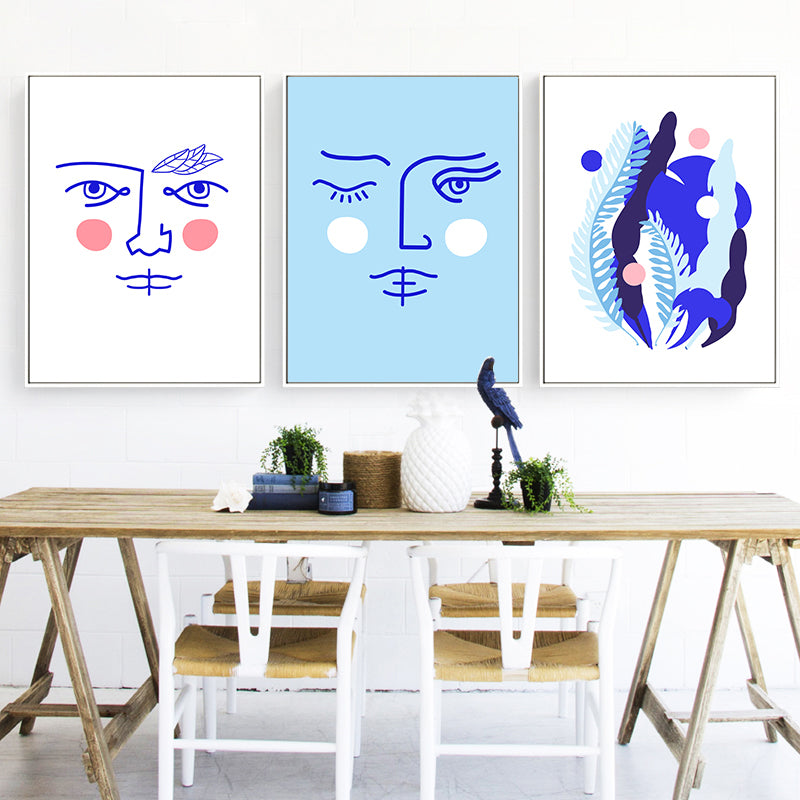 Pencil Line Figure Face Canvas Art Minimalism Textured Wall Decor in Pastel Color White Clearhalo 'Art Gallery' 'Canvas Art' 'Contemporary Art Gallery' 'Contemporary Art' 'Minimalism' 'Minimalist Art Gallery' 'Scandinavian' Arts' 1707317