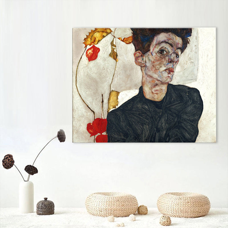 Self-Portrait Wall Art Textured Countryside Dining Room Canvas Print in Black, Multiple Size Options Clearhalo 'Art Gallery' 'Canvas Art' 'Traditional' Arts' 1707387