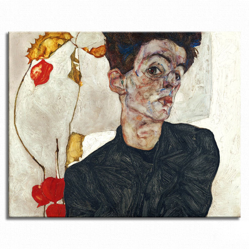 Self-Portrait Wall Art Textured Countryside Dining Room Canvas Print in Black, Multiple Size Options Clearhalo 'Art Gallery' 'Canvas Art' 'Traditional' Arts' 1707388