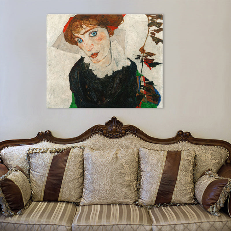 Self-Portrait Wall Art Textured Countryside Dining Room Canvas Print in Black, Multiple Size Options Black Design 1 Clearhalo 'Art Gallery' 'Canvas Art' 'Traditional' Arts' 1707392