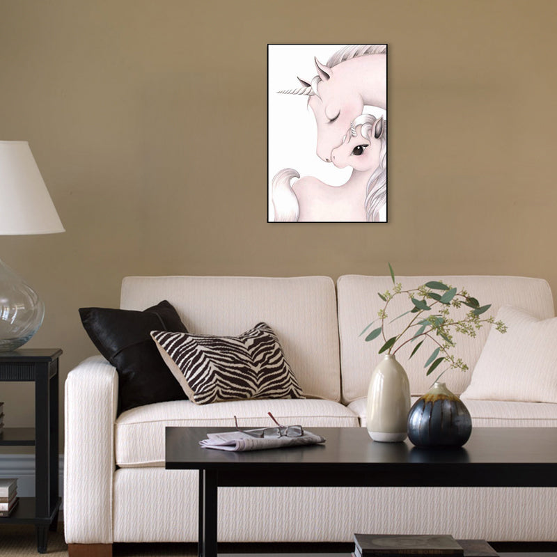 Kids Style Wall Art Print Pink Novelty Unicorn Painting, Multiple Sizes Available Pink Design 2 Clearhalo 'Art Gallery' 'Canvas Art' 'Kids' Arts' 1707743