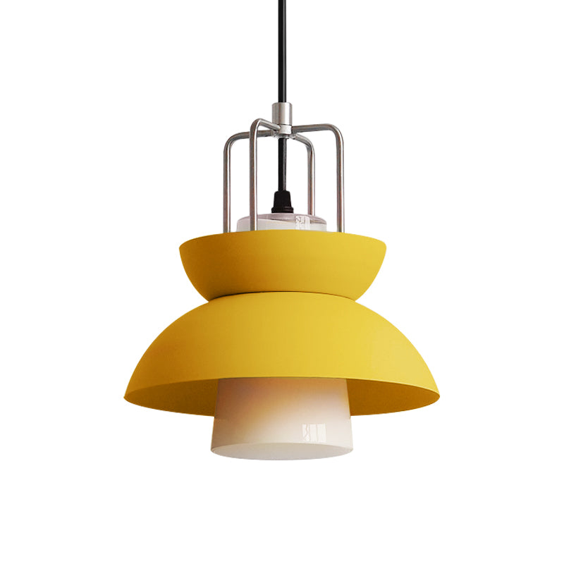 1 Light Bedroom Ceiling Light Fixture with Bowl Metallic Shade Macaron Style Gray/Pink Hanging Lamp Clearhalo 'Ceiling Lights' 'Modern Pendants' 'Modern' 'Pendant Lights' 'Pendants' Lighting' 170793