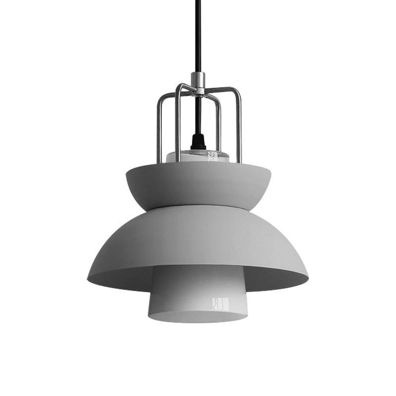 1 Light Bedroom Ceiling Light Fixture with Bowl Metallic Shade Macaron Style Gray/Pink Hanging Lamp Clearhalo 'Ceiling Lights' 'Modern Pendants' 'Modern' 'Pendant Lights' 'Pendants' Lighting' 170795