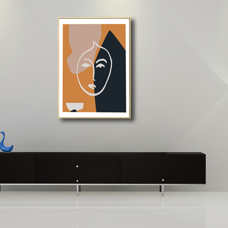 Pastel Girl Face Drawing Canvas Textured Minimalistic Wall Art Decor for Living Room Clearhalo 'Art Gallery' 'Canvas Art' 'Contemporary Art Gallery' 'Contemporary Art' 'Minimalism' 'Minimalist Art Gallery' 'Scandinavian' Arts' 1707957