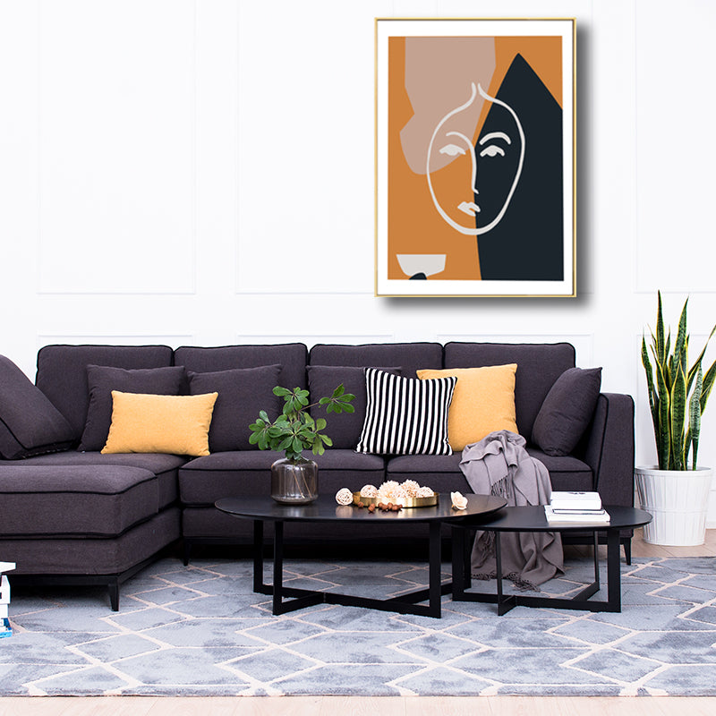 Pastel Girl Face Drawing Canvas Textured Minimalistic Wall Art Decor for Living Room Clearhalo 'Art Gallery' 'Canvas Art' 'Contemporary Art Gallery' 'Contemporary Art' 'Minimalism' 'Minimalist Art Gallery' 'Scandinavian' Arts' 1707958