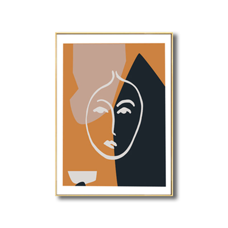 Pastel Girl Face Drawing Canvas Textured Minimalistic Wall Art Decor for Living Room Clearhalo 'Art Gallery' 'Canvas Art' 'Contemporary Art Gallery' 'Contemporary Art' 'Minimalism' 'Minimalist Art Gallery' 'Scandinavian' Arts' 1707959