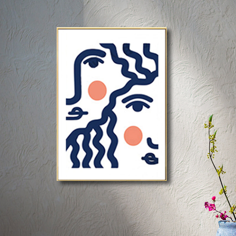Pastel Girl Face Drawing Canvas Textured Minimalistic Wall Art Decor for Living Room Clearhalo 'Art Gallery' 'Canvas Art' 'Contemporary Art Gallery' 'Contemporary Art' 'Minimalism' 'Minimalist Art Gallery' 'Scandinavian' Arts' 1707962
