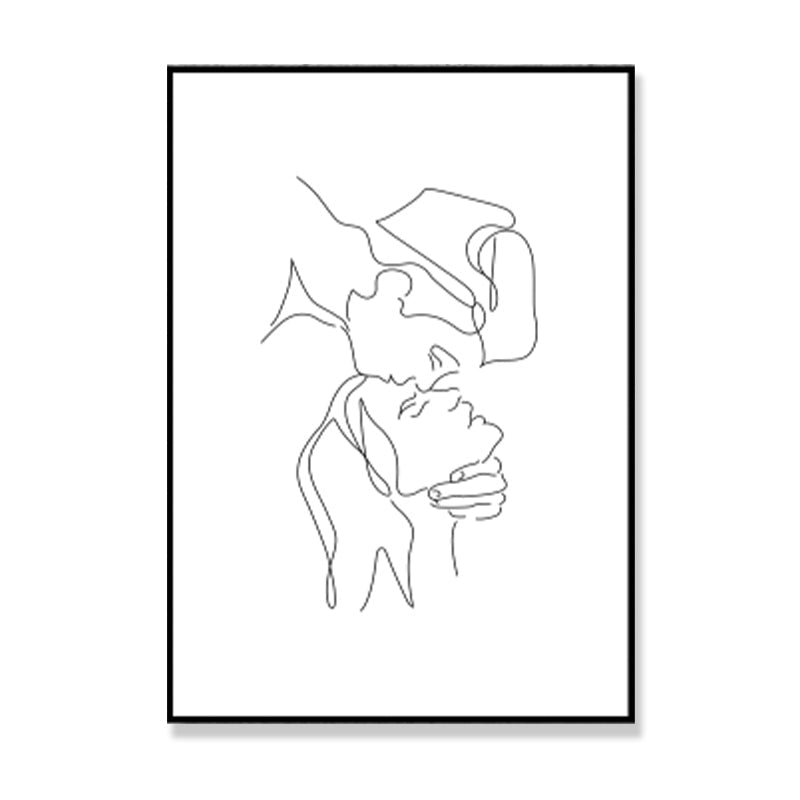 Pencil Line Drawing Wall Art in Black and White Canvas Print Wall Decor, Textured Clearhalo 'Art Gallery' 'Canvas Art' 'Contemporary Art Gallery' 'Contemporary Art' 'Minimalism' 'Minimalist Art Gallery' 'Scandinavian' Arts' 1707990