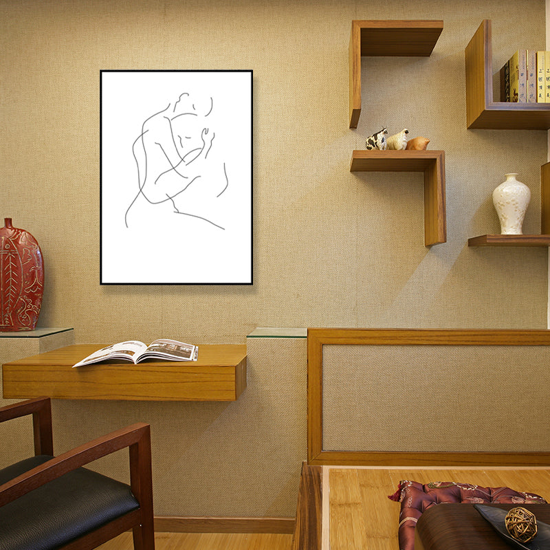 Pencil Line Drawing Wall Art in Black and White Canvas Print Wall Decor, Textured Clearhalo 'Art Gallery' 'Canvas Art' 'Contemporary Art Gallery' 'Contemporary Art' 'Minimalism' 'Minimalist Art Gallery' 'Scandinavian' Arts' 1707995