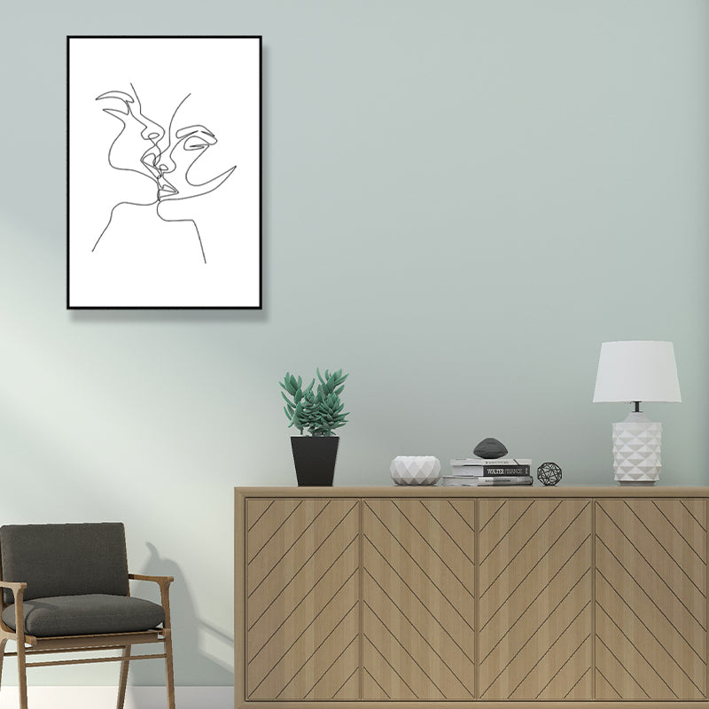 Pencil Line Drawing Wall Art in Black and White Canvas Print Wall Decor, Textured Clearhalo 'Art Gallery' 'Canvas Art' 'Contemporary Art Gallery' 'Contemporary Art' 'Minimalism' 'Minimalist Art Gallery' 'Scandinavian' Arts' 1707999