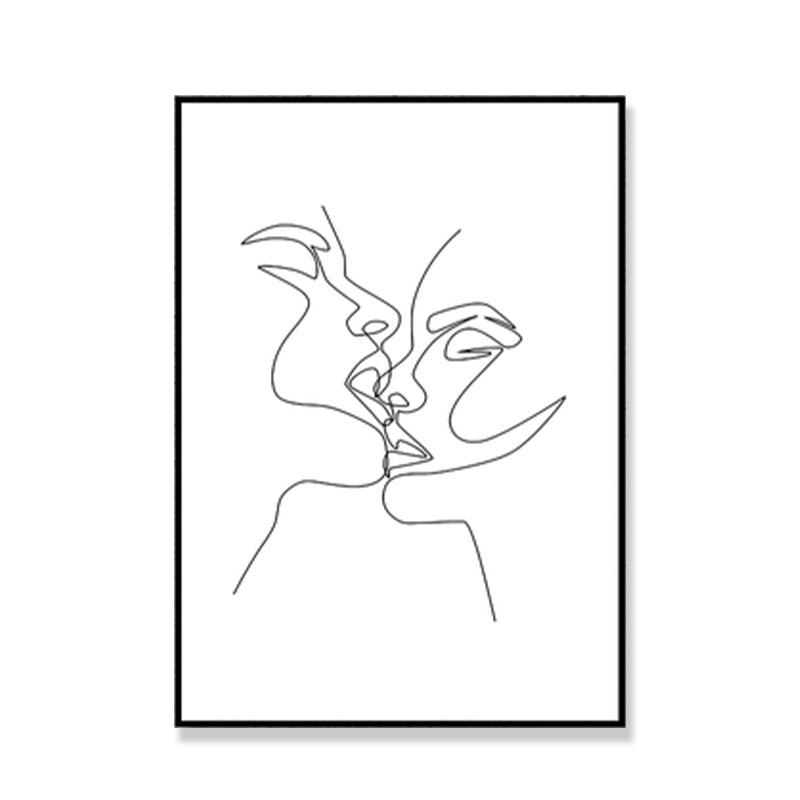 Pencil Line Drawing Wall Art in Black and White Canvas Print Wall Decor, Textured Clearhalo 'Art Gallery' 'Canvas Art' 'Contemporary Art Gallery' 'Contemporary Art' 'Minimalism' 'Minimalist Art Gallery' 'Scandinavian' Arts' 1708001