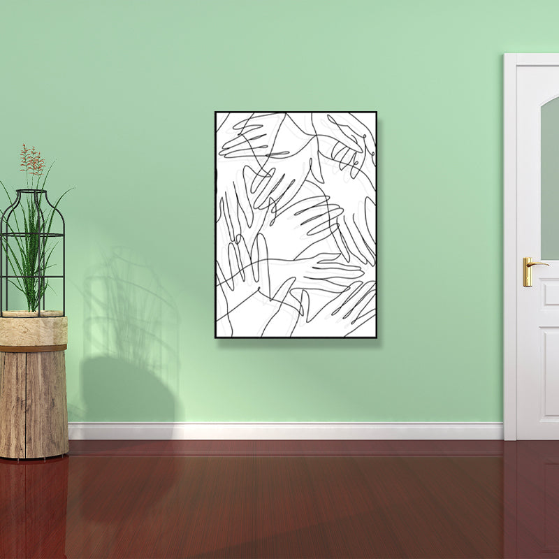 Pencil Line Drawing Wall Art in Black and White Canvas Print Wall Decor, Textured Clearhalo 'Art Gallery' 'Canvas Art' 'Contemporary Art Gallery' 'Contemporary Art' 'Minimalism' 'Minimalist Art Gallery' 'Scandinavian' Arts' 1708003