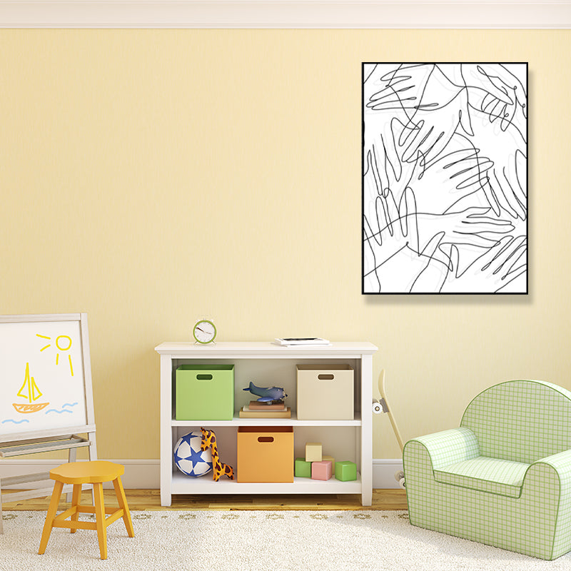Pencil Line Drawing Wall Art in Black and White Canvas Print Wall Decor, Textured Clearhalo 'Art Gallery' 'Canvas Art' 'Contemporary Art Gallery' 'Contemporary Art' 'Minimalism' 'Minimalist Art Gallery' 'Scandinavian' Arts' 1708004