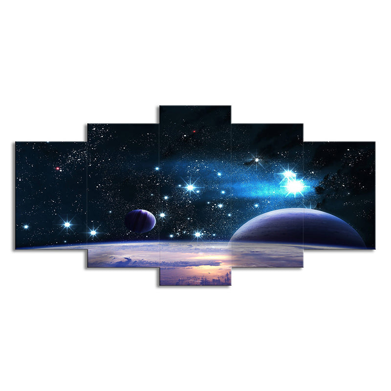 Universe Star and Planet Canvas Art Black Multi-Piece Wall Decor for House Interior Clearhalo 'Art Gallery' 'Canvas Art' 'Kids' Arts' 1708039