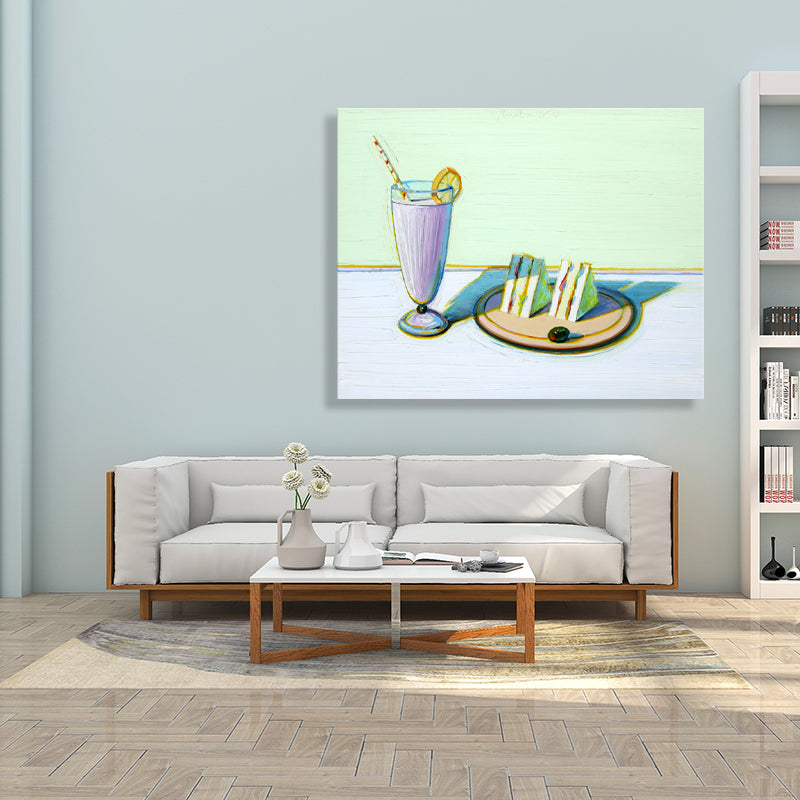 Beverage and Cakes Painting Traditional Style Canvas Textured Wall Decor in Green Clearhalo 'Art Gallery' 'Canvas Art' 'Traditional' Arts' 1708082