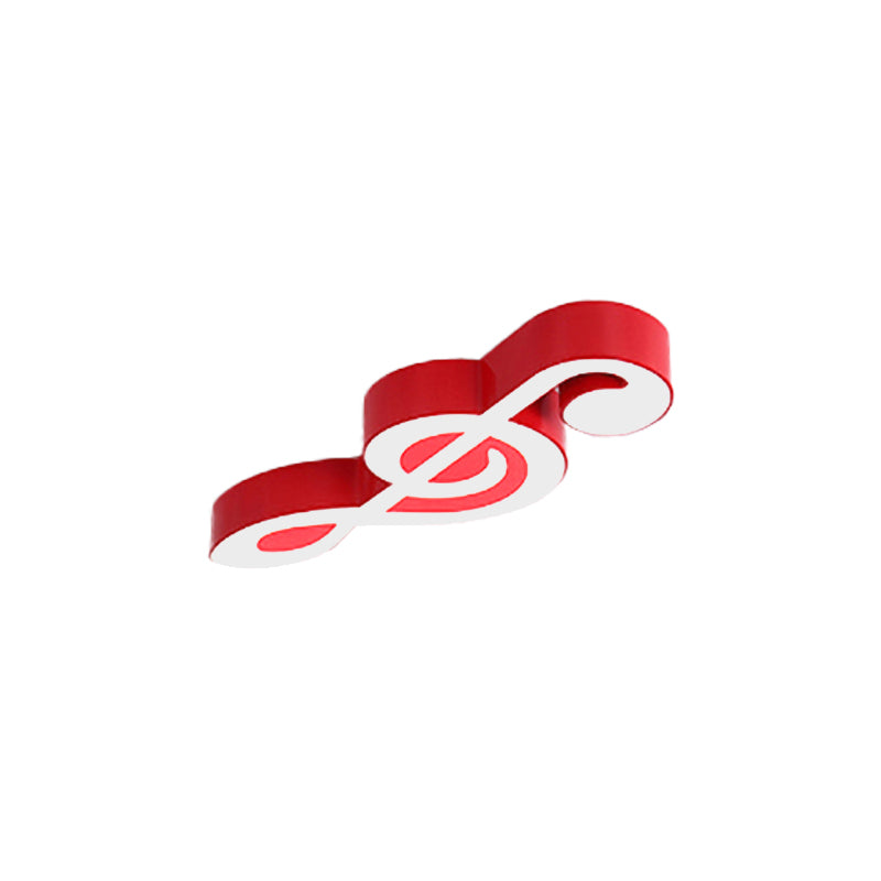 Musical Note Classroom Flush Ceiling Light Metal Lovely Bright-Colored Ceiling Lamp Red B 31.5" Clearhalo 'Ceiling Lights' 'Close To Ceiling Lights' 'Close to ceiling' 'Flush mount' Lighting' 170811
