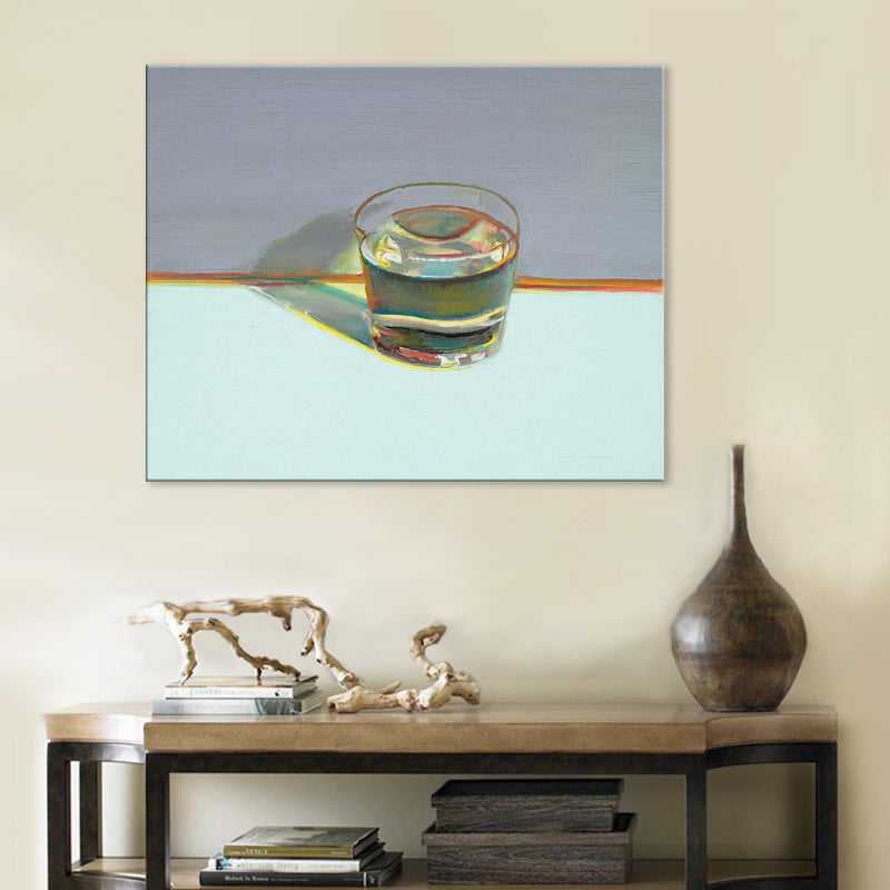 A Glass of Whisky Wall Decor Green Traditional Square Canvas Print for Living Room Green Clearhalo 'Art Gallery' 'Canvas Art' 'Traditional' Arts' 1708134