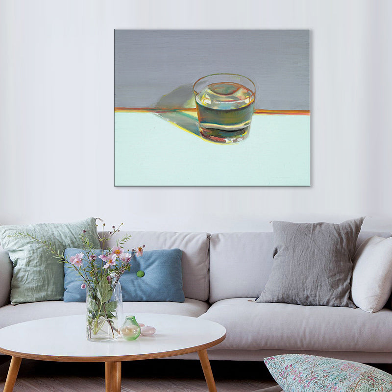 A Glass of Whisky Wall Decor Green Traditional Square Canvas Print for Living Room Clearhalo 'Art Gallery' 'Canvas Art' 'Traditional' Arts' 1708135