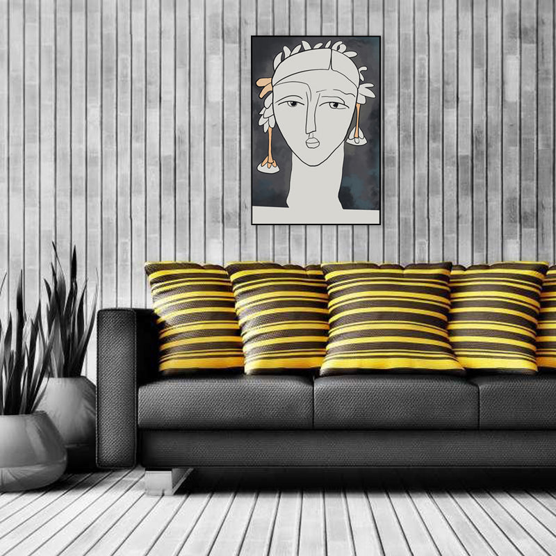 Jungle Woman Wall Art Decor Minimal Unique Pencil Drawing Canvas Print in Light Color Black Clearhalo 'Art Gallery' 'Canvas Art' 'Contemporary Art Gallery' 'Contemporary Art' 'Minimalism' 'Minimalist Art Gallery' 'Scandinavian' Arts' 1708179