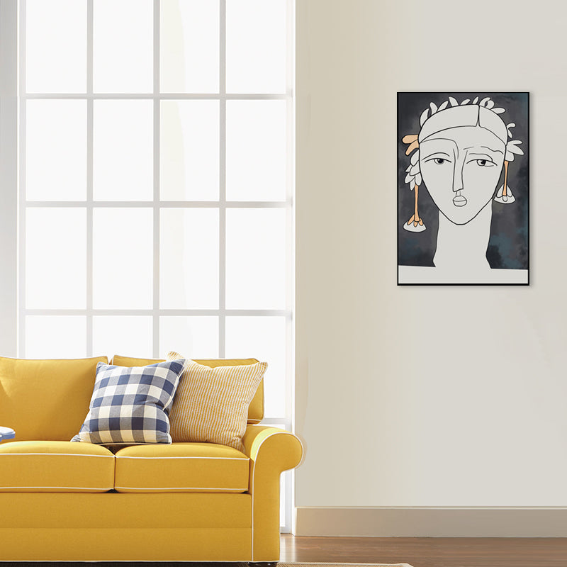 Jungle Woman Wall Art Decor Minimal Unique Pencil Drawing Canvas Print in Light Color Clearhalo 'Art Gallery' 'Canvas Art' 'Contemporary Art Gallery' 'Contemporary Art' 'Minimalism' 'Minimalist Art Gallery' 'Scandinavian' Arts' 1708180