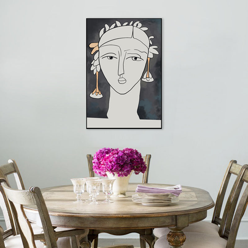 Jungle Woman Wall Art Decor Minimal Unique Pencil Drawing Canvas Print in Light Color Clearhalo 'Art Gallery' 'Canvas Art' 'Contemporary Art Gallery' 'Contemporary Art' 'Minimalism' 'Minimalist Art Gallery' 'Scandinavian' Arts' 1708181