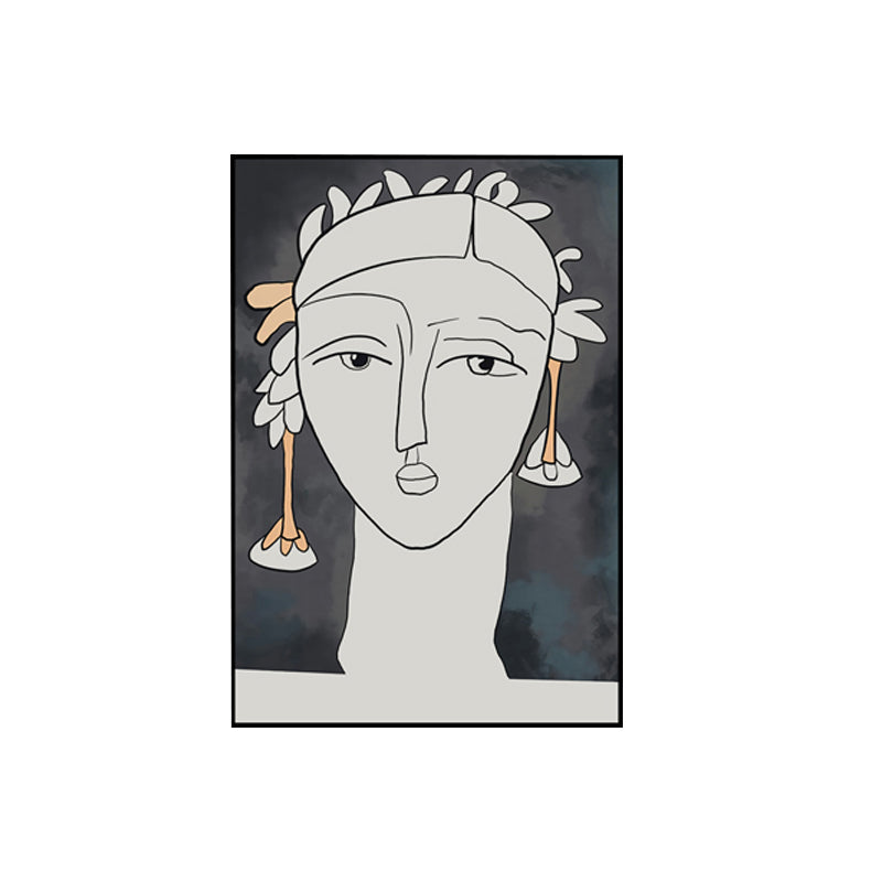 Jungle Woman Wall Art Decor Minimal Unique Pencil Drawing Canvas Print in Light Color Clearhalo 'Art Gallery' 'Canvas Art' 'Contemporary Art Gallery' 'Contemporary Art' 'Minimalism' 'Minimalist Art Gallery' 'Scandinavian' Arts' 1708182