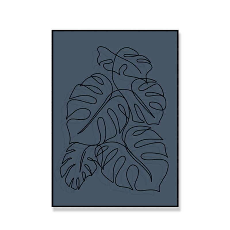 Pencil Line Face Sketch Art Print Blue Girls Bedroom Wall Decor, Texture Surface Clearhalo 'Art Gallery' 'Canvas Art' 'Contemporary Art Gallery' 'Contemporary Art' 'Minimalism' 'Minimalist Art Gallery' 'Scandinavian' Arts' 1708201