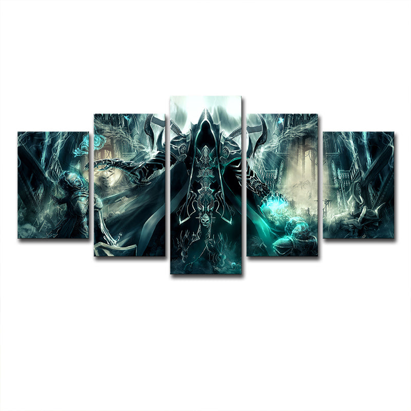 Green Dead War Wall Art Print Game Scene Kids Multi-Piece Canvas for Boys Bedroom Clearhalo 'Art Gallery' 'Canvas Art' 'Kids' Arts' 1708386