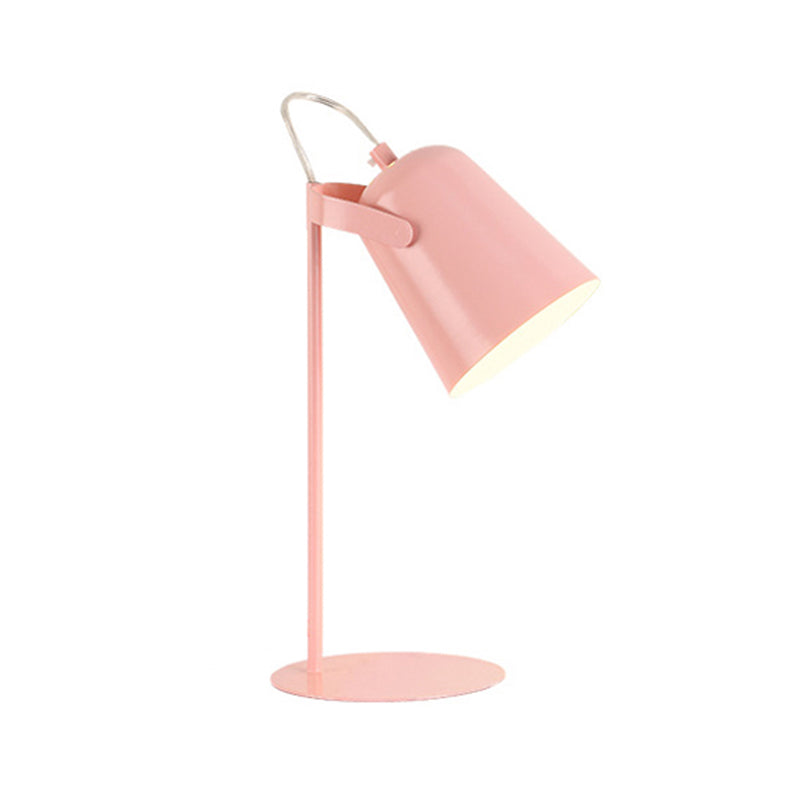 Adjustable Barre Shade Desk Lamp Macaron Style Metallic 1 Light Bedroom Standing Desk Light in Black/Grey Clearhalo 'Lamps' 'Table Lamps' Lighting' 170843