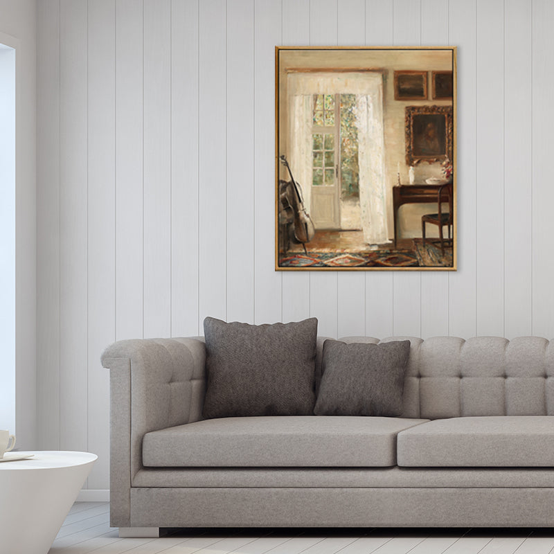 Brown Window Scenery Art Print Rustic Textured Wrapped Canvas for Dining Room (Multiple Size Options) - Clearhalo - 'Arts' - 'Canvas Art' - 1709246