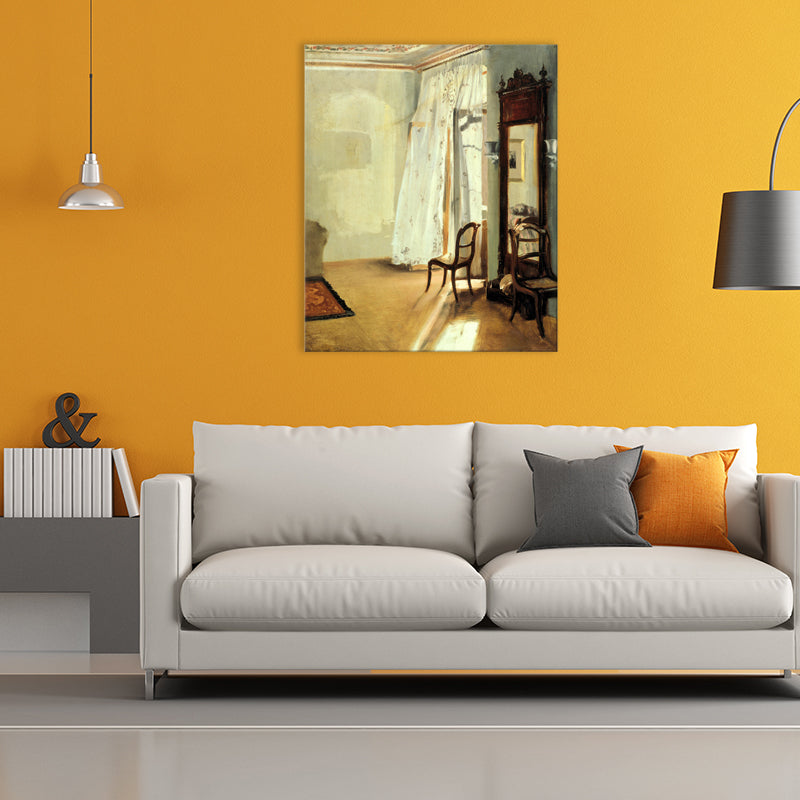 Brown Window Scenery Art Print Rustic Textured Wrapped Canvas for Dining Room (Multiple Size Options) - Brown - Design 1 - Clearhalo - 'Arts' - 'Canvas Art' - 1709248