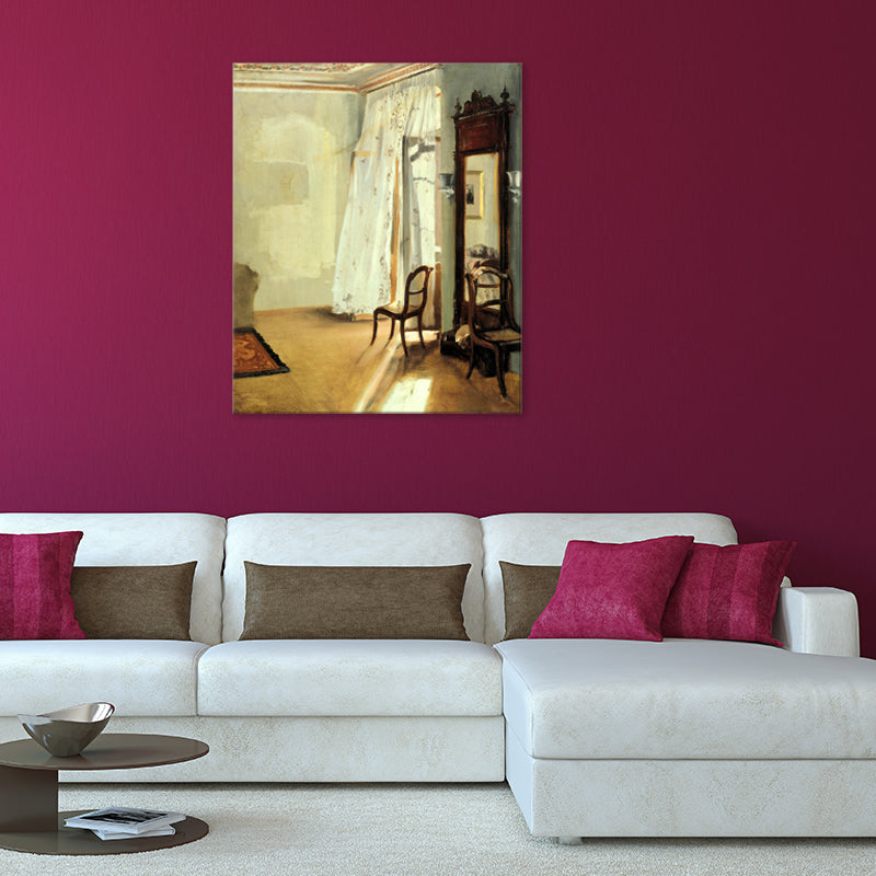Brown Window Scenery Art Print Rustic Textured Wrapped Canvas for Dining Room (Multiple Size Options) - Clearhalo - 'Arts' - 'Canvas Art' - 1709249