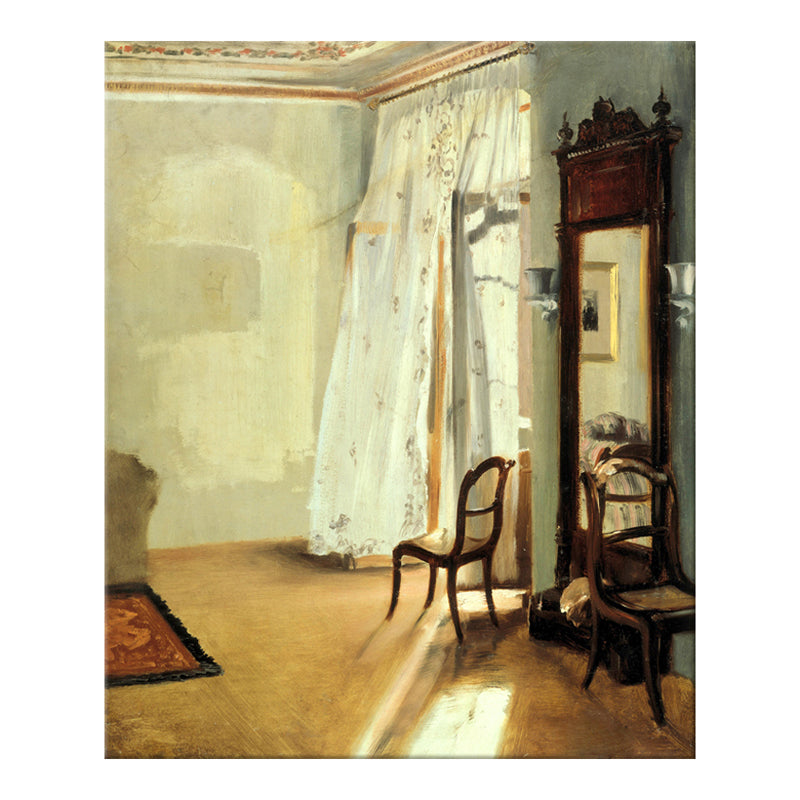 Brown Window Scenery Art Print Rustic Textured Wrapped Canvas for Dining Room (Multiple Size Options) - Clearhalo - 'Arts' - 'Canvas Art' - 1709251