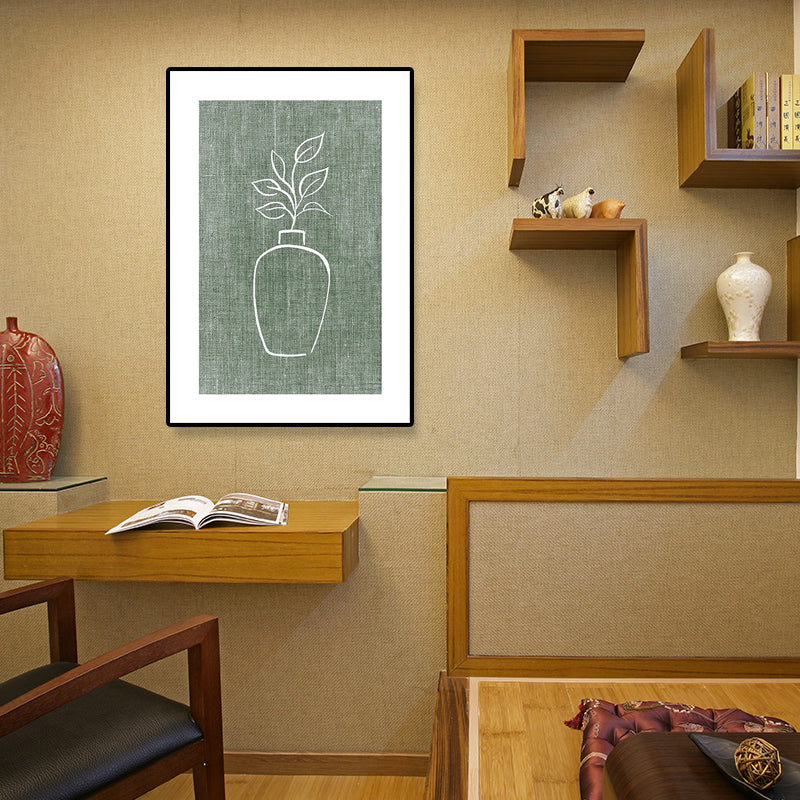 Minimalism Botanical and Vase Painting Green Girls Bedroom Wall Art, Multiple Sizes Clearhalo 'Art Gallery' 'Canvas Art' 'Contemporary Art Gallery' 'Contemporary Art' 'Minimalism' 'Minimalist Art Gallery' 'Scandinavian' Arts' 1709268
