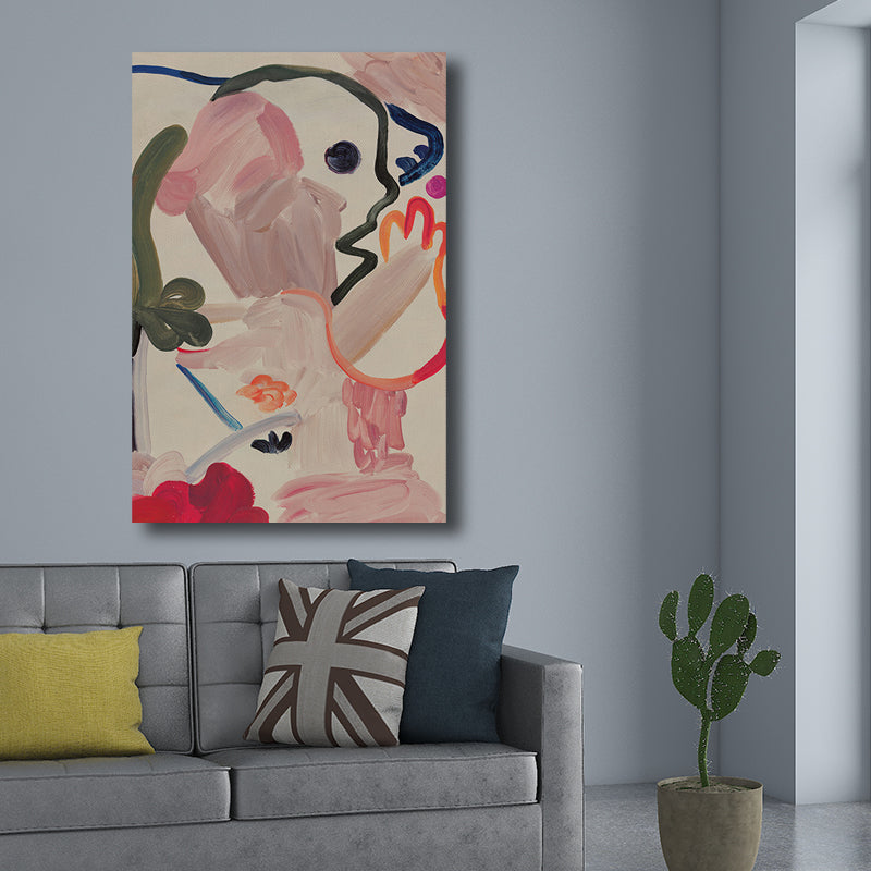 Pink Abstract Pattern Wall Decor Cartoon Textured Canvas Print for Living Room, Multiple Size Options Clearhalo 'Art Gallery' 'Canvas Art' 'Kids' Arts' 1709278