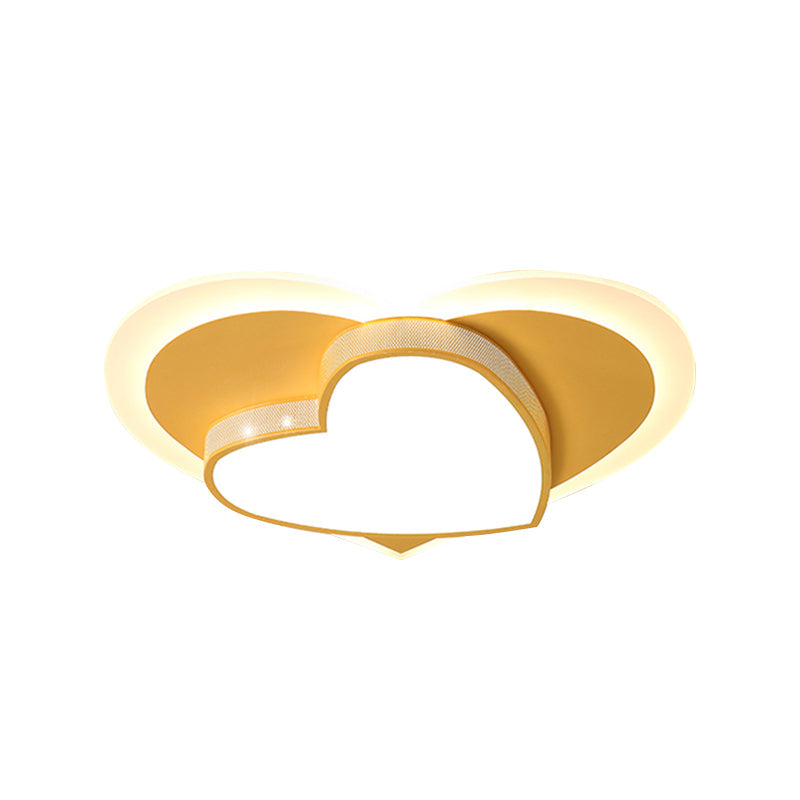 Macaron Loving Heart Flush Light Acrylic LED Bedroom Ceiling Flush Mount in White/Pink/Yellow Clearhalo 'Ceiling Lights' 'Close To Ceiling Lights' 'Close to ceiling' 'Flush mount' Lighting' 1709553