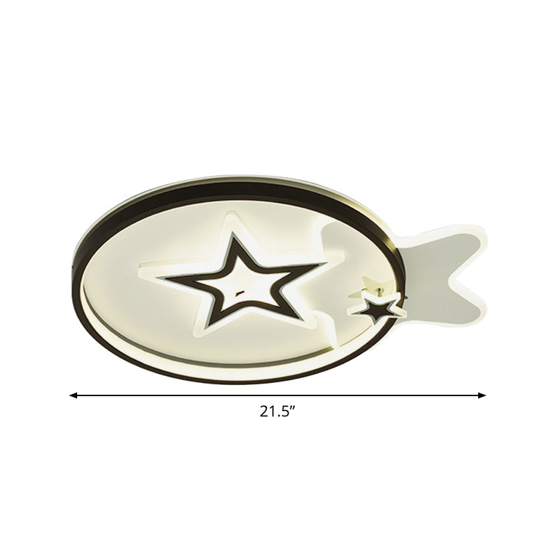 Loving Heart/Star Flushmount Lighting Contemporary Acrylic LED Black Ceiling Light Fixture for Sleeping Room Clearhalo 'Ceiling Lights' 'Close To Ceiling Lights' 'Close to ceiling' 'Flush mount' Lighting' 1709579
