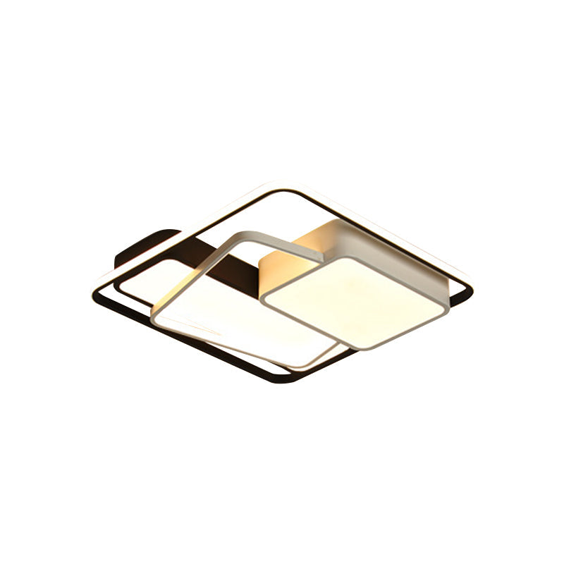Modernist LED Ceiling Mounted Lamp with Acrylic Shade Black Geometric Flushmount Lighting in Warm/White Light, 18"/21.5" Width Clearhalo 'Ceiling Lights' 'Close To Ceiling Lights' 'Close to ceiling' 'Flush mount' Lighting' 1709761