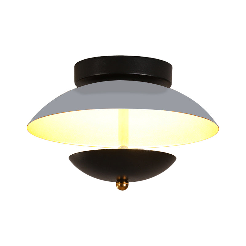 Modern Plate-Shape Ceiling Mounted Light Metallic Hall Aisle LED Flush Lamp Fixture in White/Gold Clearhalo 'Ceiling Lights' 'Close To Ceiling Lights' 'Close to ceiling' 'Semi-flushmount' Lighting' 1709782