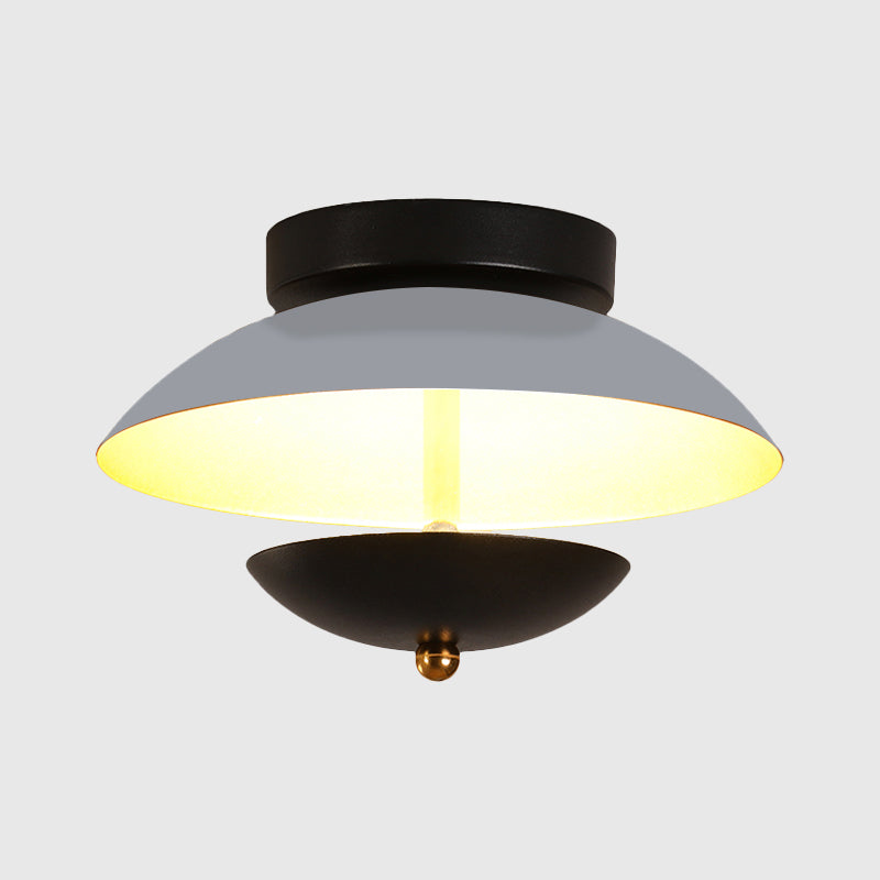 Modern Plate-Shape Ceiling Mounted Light Metallic Hall Aisle LED Flush Lamp Fixture in White/Gold Clearhalo 'Ceiling Lights' 'Close To Ceiling Lights' 'Close to ceiling' 'Semi-flushmount' Lighting' 1709783