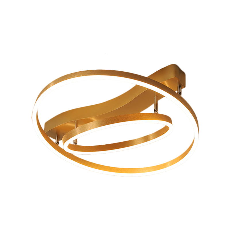 Round Semi Flush Mount Modernist Acrylic LED Gold Flush Light with Rectangle Canopy in Warm/White Light Clearhalo 'Ceiling Lights' 'Close To Ceiling Lights' 'Close to ceiling' 'Semi-flushmount' Lighting' 1709786