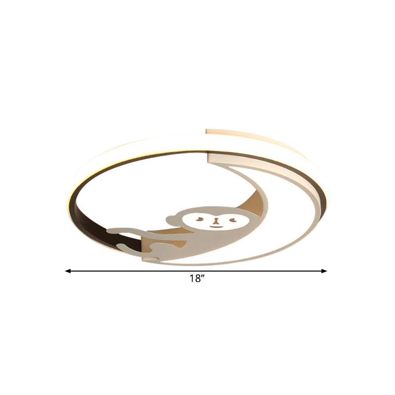 Black/White LED Monkey Flush Mount Lamp Cartoon Style Metal Close to Ceiling Lighting Fixture Clearhalo 'Ceiling Lights' 'Close To Ceiling Lights' 'Close to ceiling' 'Flush mount' Lighting' 1709908
