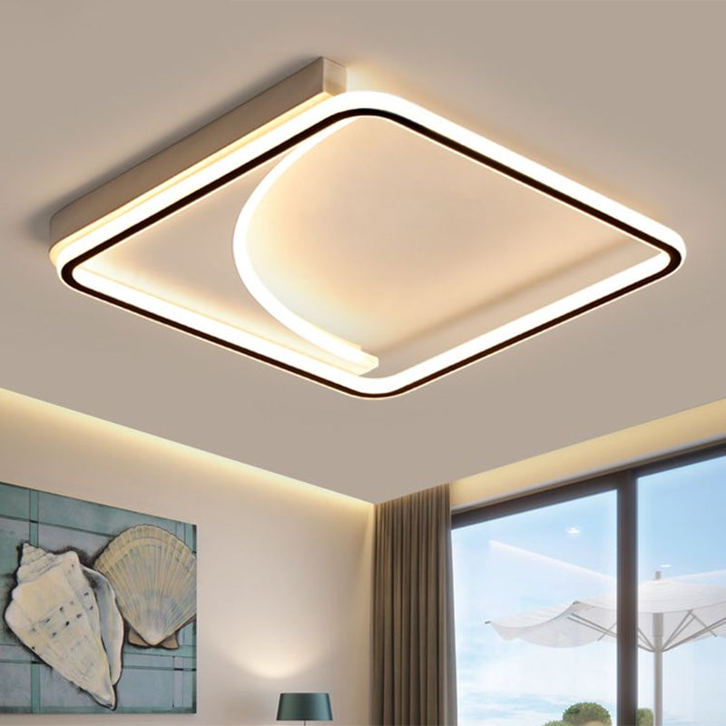 Metal Square Flushmount Lighting Modern LED Flush Light Fixture in Black, 16.5"/20.5" Wide Black Clearhalo 'Ceiling Lights' 'Close To Ceiling Lights' 'Close to ceiling' 'Flush mount' Lighting' 1710109