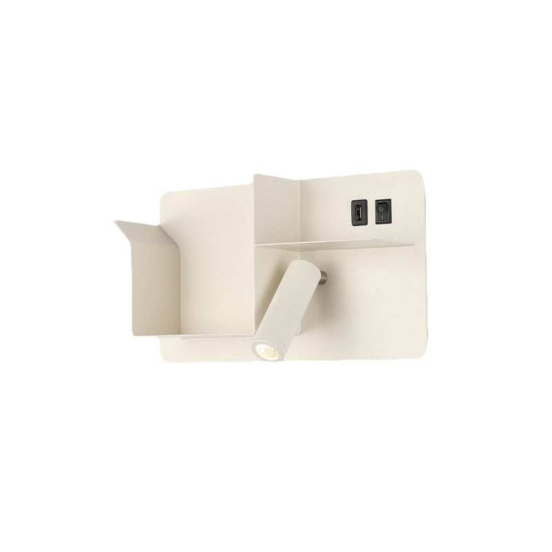 Metal Tubular Wall Light Modernist Modernism Black/White LED Wall Sconce Lighting with Shelf Frame Clearhalo 'Cast Iron' 'Glass' 'Industrial' 'Modern wall lights' 'Modern' 'Tiffany' 'Traditional wall lights' 'Wall Lamps & Sconces' 'Wall Lights' Lighting' 1710521