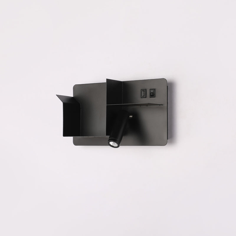 Metal Tubular Wall Light Modernist Modernism Black/White LED Wall Sconce Lighting with Shelf Frame Clearhalo 'Cast Iron' 'Glass' 'Industrial' 'Modern wall lights' 'Modern' 'Tiffany' 'Traditional wall lights' 'Wall Lamps & Sconces' 'Wall Lights' Lighting' 1710526